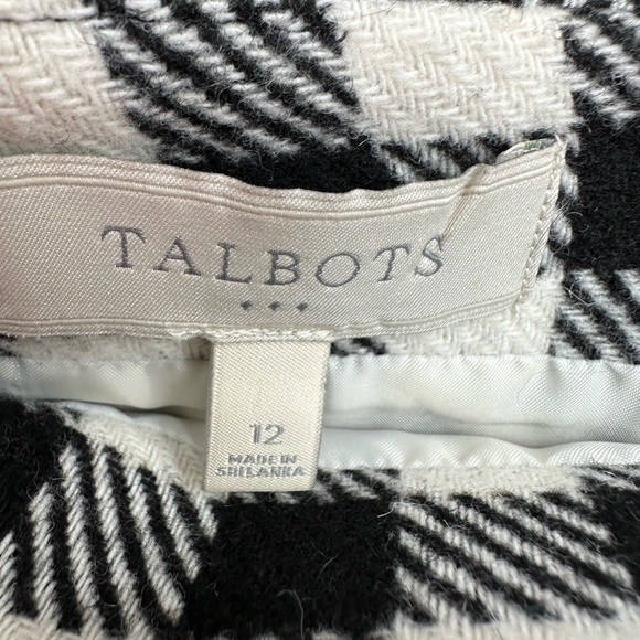 Talbots black and white checked wool blend pencil skirt - Picture 3 of 5